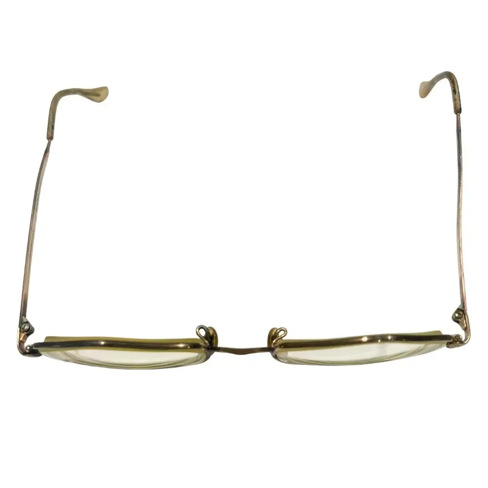 Vintage Womens Glasses Hexagon Gold Filled Metal USA 70s Pince Nez Eyeglasses
